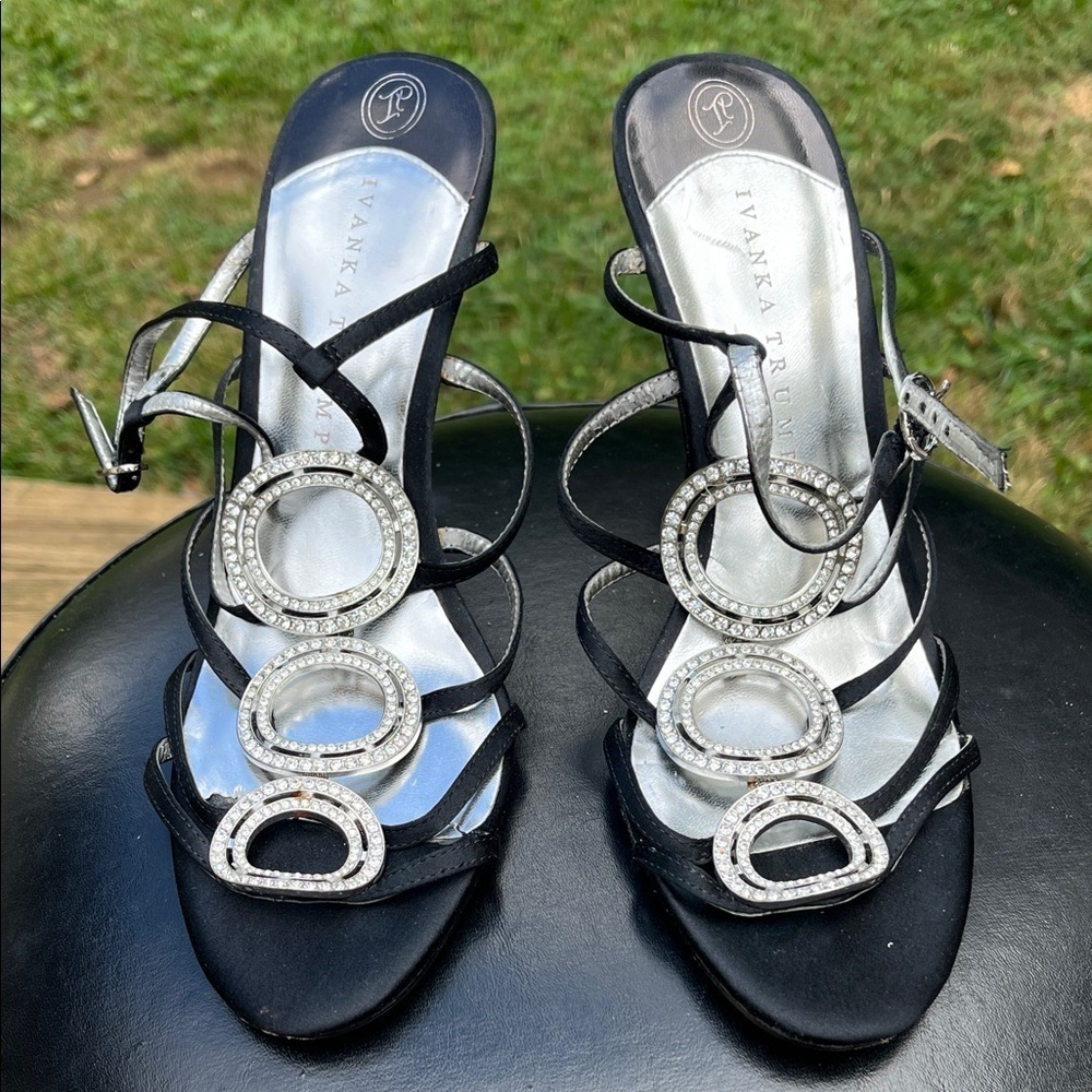 Ivanka Trump Strappy High Heels with rhinestone-embellished circular details - Picture 2 of 8